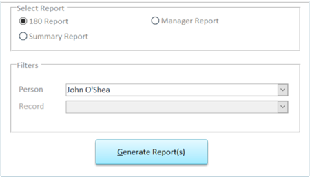 Application Report Generation Screen